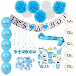 Joya® Versier Pakket Its a Boy babyshower versiering blauw | Baby Shower decoratie geboorte jongen | blauwe ballonnen